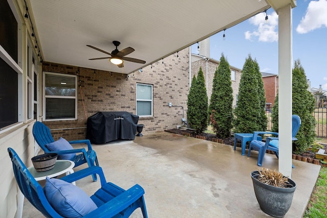 1006 Harmony Ln, Hendersonville, TN 37075 - view of patio / terrace featuring grilling area, fence, and ceiling fan