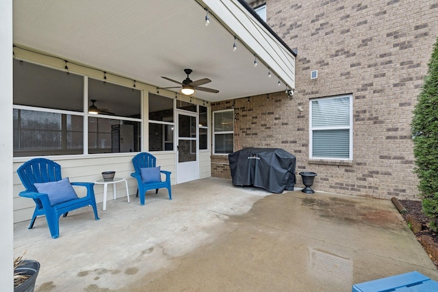 1006 Harmony Ln, Hendersonville, TN 37075 - view of patio featuring a grill, a sunroom, and ceiling fan