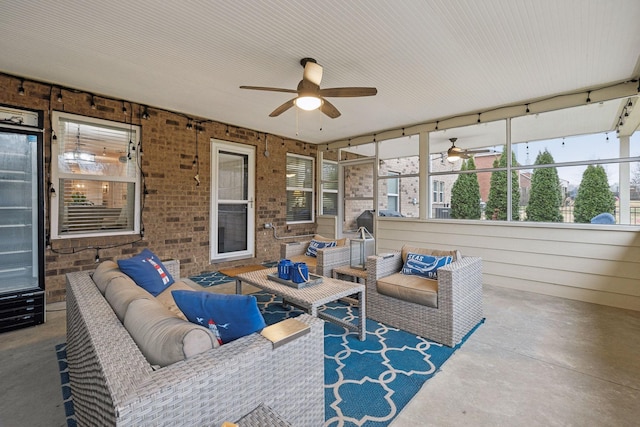1006 Harmony Ln, Hendersonville, TN 37075 - sunroom with outdoor lounge area and a ceiling fan