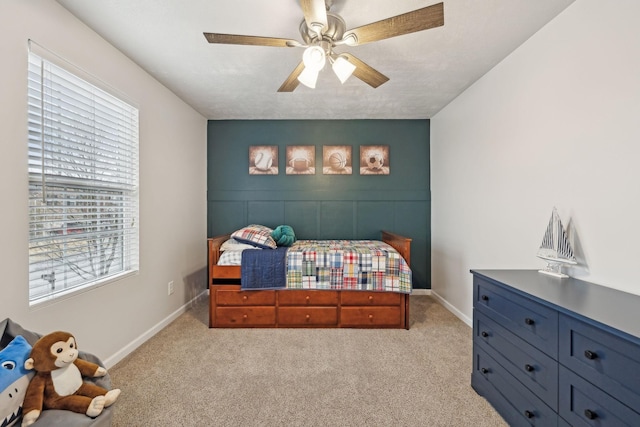 1006 Harmony Ln, Hendersonville, TN 37075 - bedroom with light carpet, ceiling fan, and baseboards