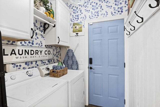 laundry area featuring cabinet space and washer and dryer