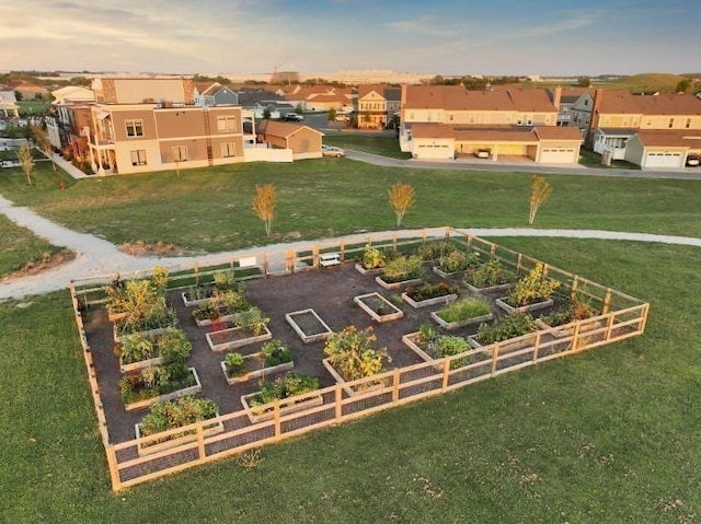 birds eye view of property with a residential view