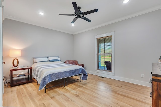57 Watson Ct, Leoma, TN 38468 - bedroom with crown molding, wood finished floors, recessed lighting, and a ceiling fan