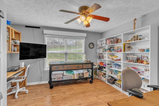 211 Northview Ct, Hendersonville, TN 37075 - office with a textured ceiling, a ceiling fan, wood finished floors, and baseboards