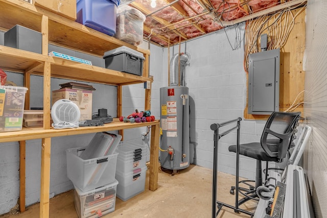 211 Northview Ct, Hendersonville, TN 37075 - unfinished below grade area featuring electric panel, gas water heater, and concrete block wall