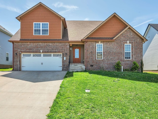 1084 Harrison Way, Clarksville, TN 37042 - view of front of home with concrete driveway, brick siding, a garage, and a front yard