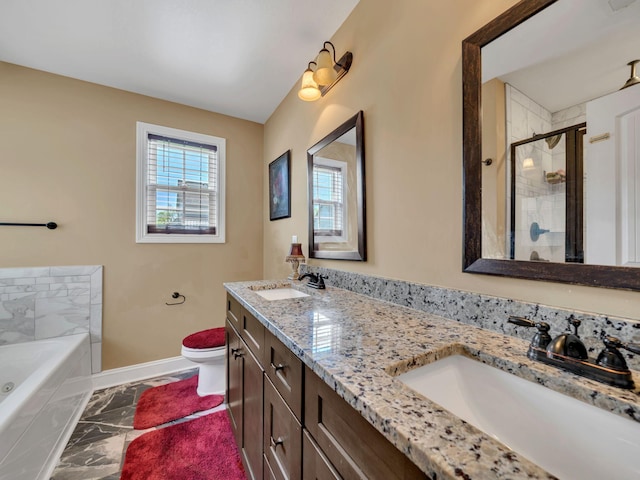 1084 Harrison Way, Clarksville, TN 37042 - bathroom with a shower stall, marble finish floor, baseboards, and a sink