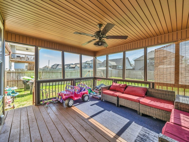 1084 Harrison Way, Clarksville, TN 37042 - sunroom featuring outdoor lounge area, a residential view, and ceiling fan