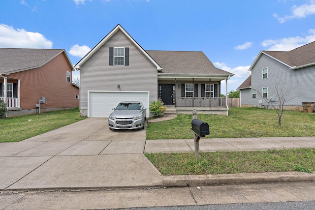 756 Maylene Dr, Madison, TN 37115 - traditional-style home with a front yard, driveway, covered porch, and a garage
