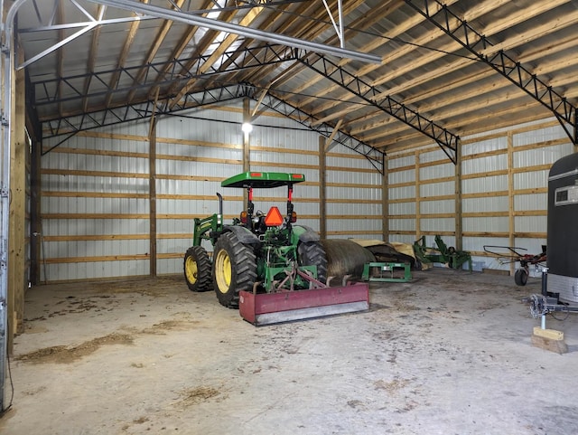 garage with metal wall