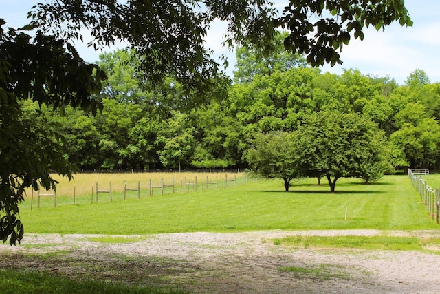 view of property's community featuring fence and a lawn