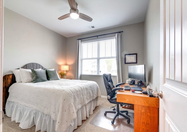 627 Prominence Rd, Columbia, TN 38401 - bedroom featuring light colored carpet, an office area, baseboards, and ceiling fan