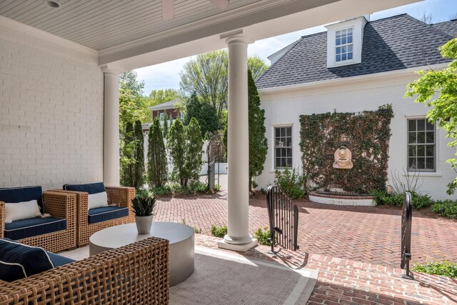 view of patio with an outdoor hangout area