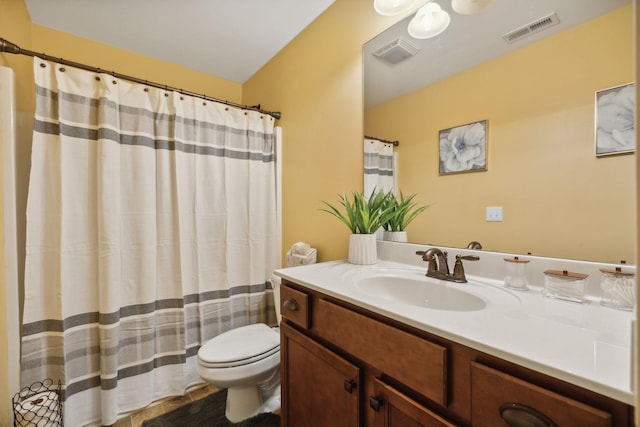 405 Waterbrook Dr, Mount Juliet, TN 37122 - full bathroom featuring vanity, visible vents, curtained shower, and toilet