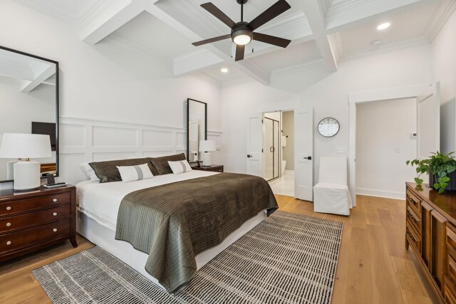 1060 Veridian Dr Unit 23A, Clarksville, TN 37043 - bedroom featuring crown molding, beamed ceiling, light wood-type flooring, and coffered ceiling