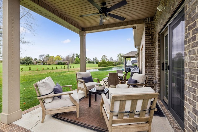 1060 Veridian Dr Unit 23A, Clarksville, TN 37043 - view of patio featuring a water view, outdoor lounge area, and a ceiling fan