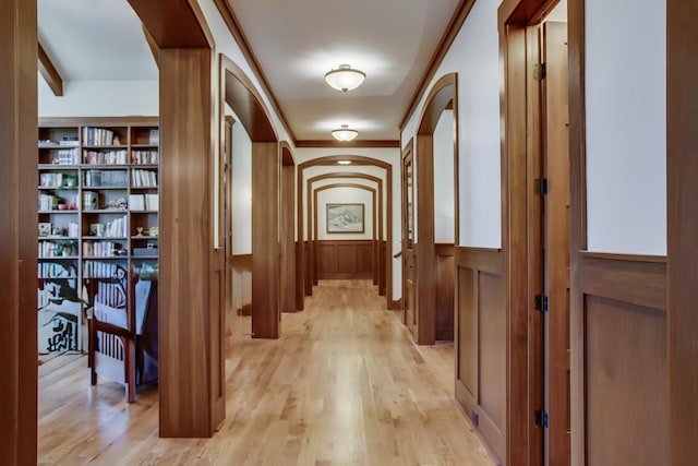 1824 Stryker Pl, Brentwood, TN 37027 - corridor with arched walkways, wainscoting, and light wood-type flooring