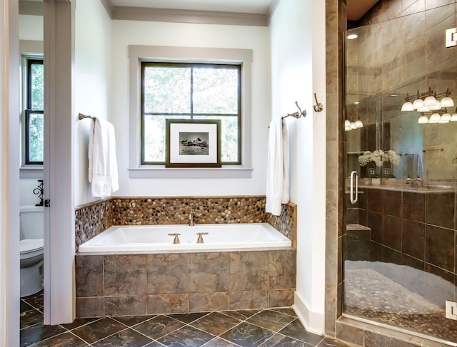 1824 Stryker Pl, Brentwood, TN 37027 - full bathroom featuring a bath, toilet, a shower stall, and marble finish floor