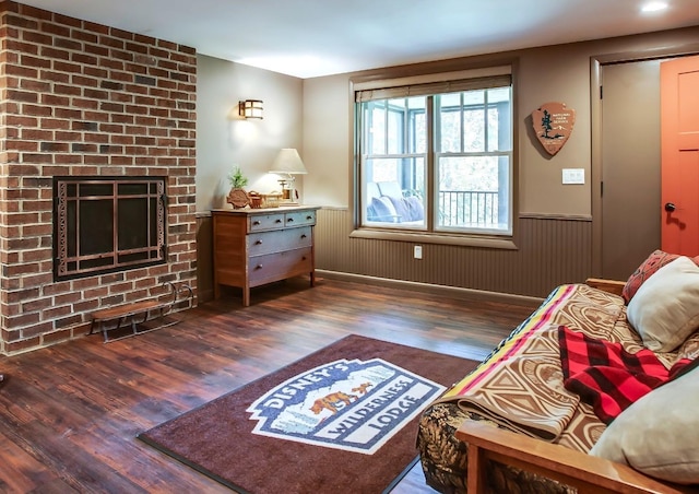 1824 Stryker Pl, Brentwood, TN 37027 - living room featuring wainscoting, wood finished floors, and a fireplace