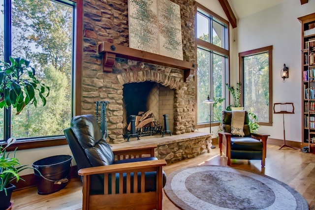 1824 Stryker Pl, Brentwood, TN 37027 - living area featuring baseboards, wood finished floors, and high vaulted ceiling