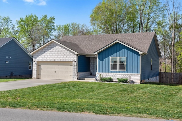 2229 Allen Griffey Rd, Clarksville, TN 37042 - ranch-style home with fence, brick siding, board and batten siding, an attached garage, and driveway