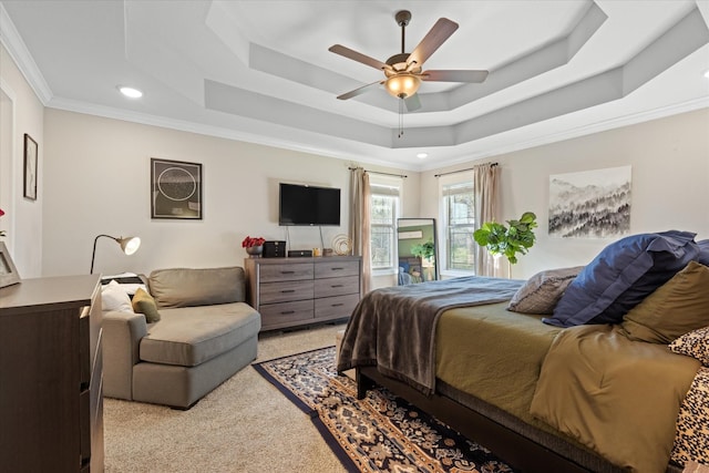 2229 Allen Griffey Rd, Clarksville, TN 37042 - bedroom with recessed lighting, light colored carpet, ornamental molding, and a raised ceiling