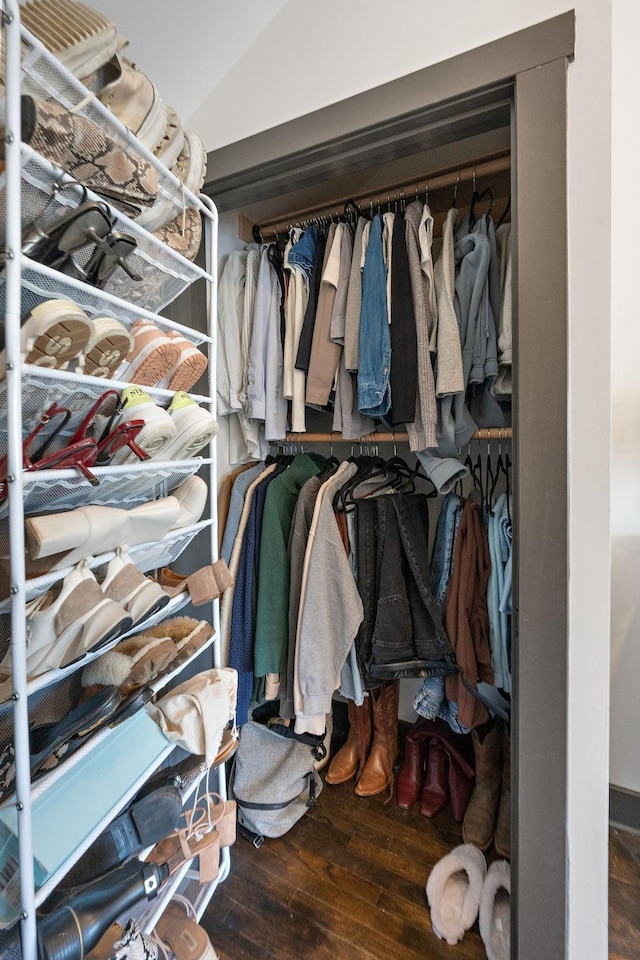 spacious closet featuring hardwood / wood-style flooring