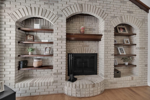 6112 Frontier Ct, Nashville, TN 37211 - room details featuring wood finished floors and a brick fireplace