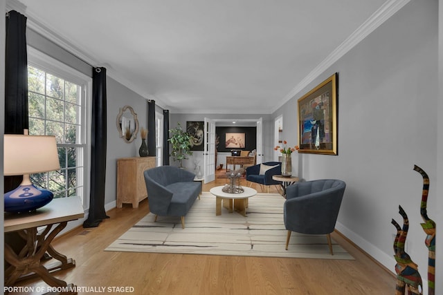 6112 Frontier Ct, Nashville, TN 37211 - living room featuring baseboards, wood finished floors, and ornamental molding