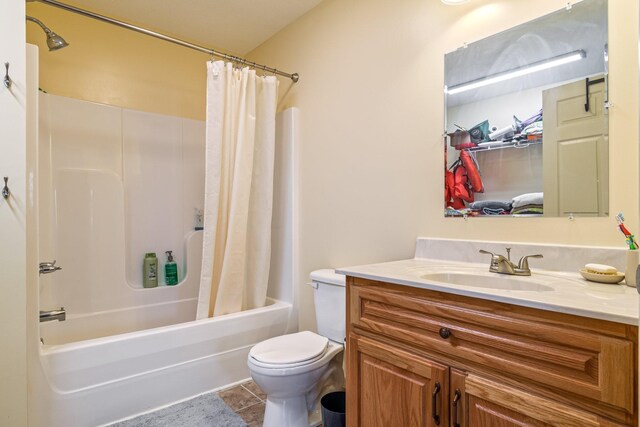 283 Dyestone Springs Rd, Hohenwald, TN 38462 - bathroom with toilet, shower / tub combo, vanity, and tile patterned flooring