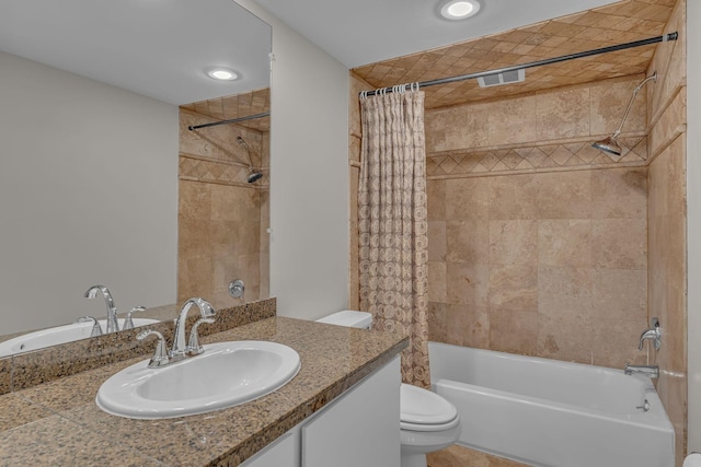 5025 Hillsboro Pike Unit 22D, Nashville, TN 37215 - bathroom featuring shower / bath combo, recessed lighting, vanity, and toilet