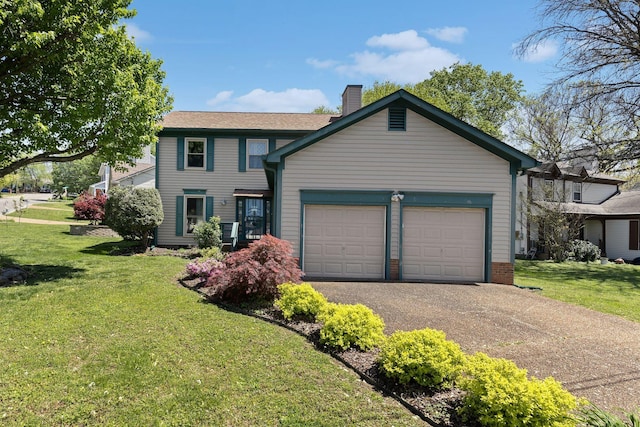 5412 Hunters Rdg, Nashville, TN 37211 - colonial home featuring a chimney, a front lawn, aphalt driveway, and a garage