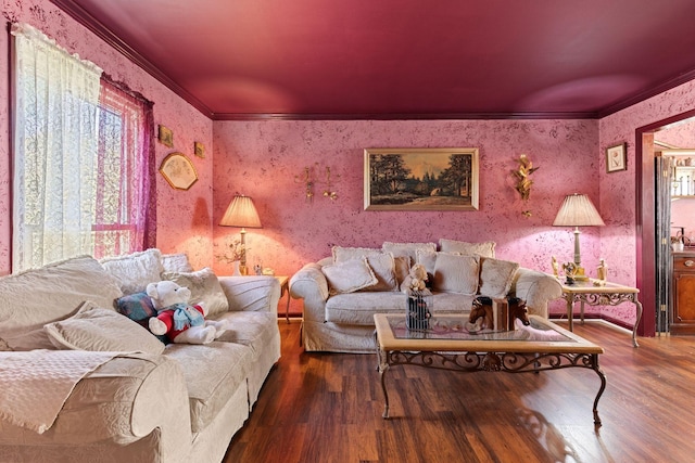 5412 Hunters Rdg, Nashville, TN 37211 - living room featuring wallpapered walls, a wealth of natural light, and crown molding