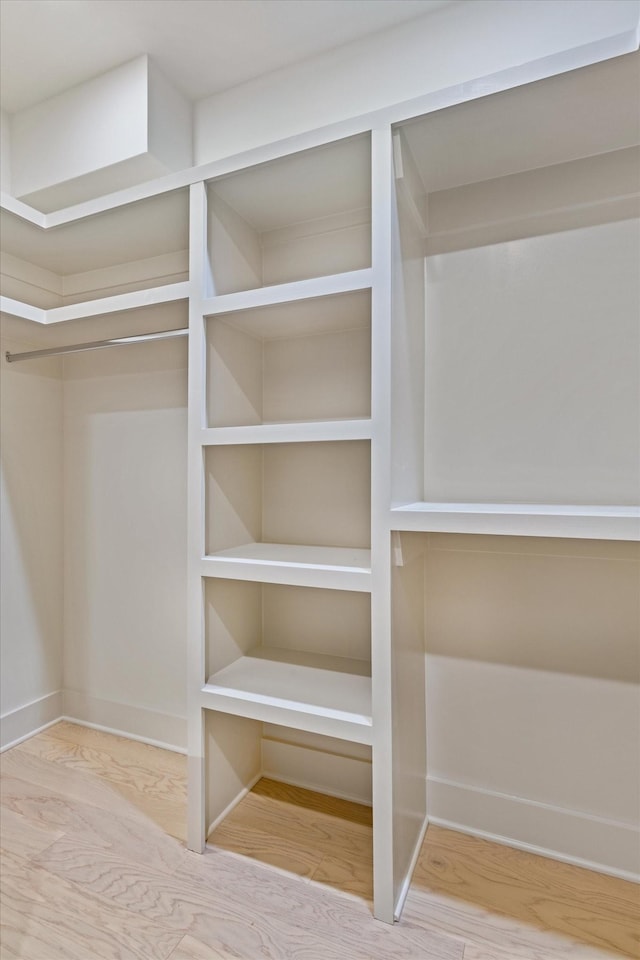 walk in closet featuring wood finished floors