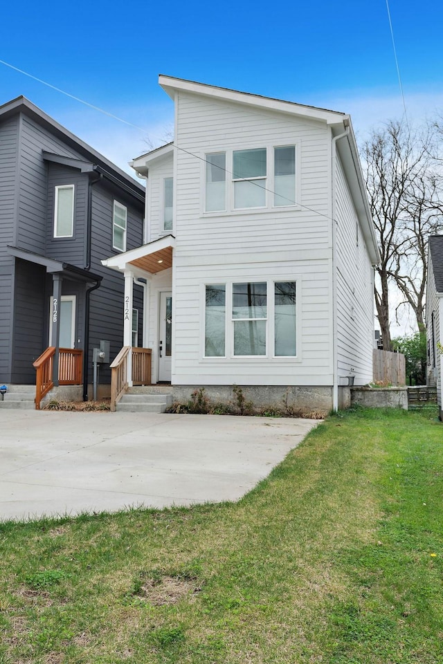 modern home with a front yard