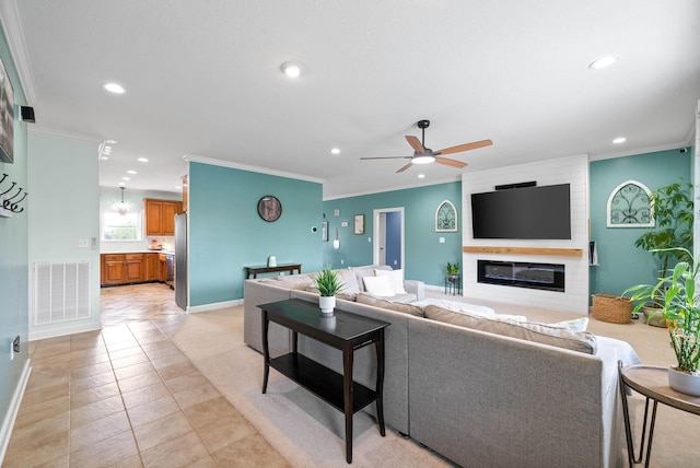 779 Iron Workers Rd W, Clarksville, TN 37043 - living area featuring visible vents, recessed lighting, and ornamental molding