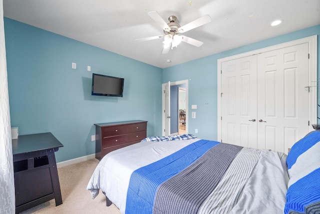 779 Iron Workers Rd W, Clarksville, TN 37043 - carpeted bedroom with a closet, baseboards, and ceiling fan