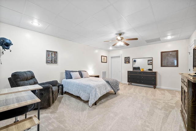 779 Iron Workers Rd W, Clarksville, TN 37043 - bedroom with ceiling fan, light carpet, a drop ceiling, and baseboards