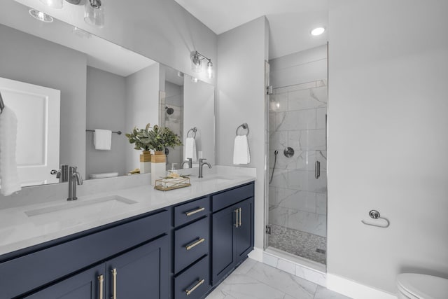 1617 Adams St, Chattanooga, TN 37408 - full bath featuring a sink, toilet, marble finish floor, and a stall shower