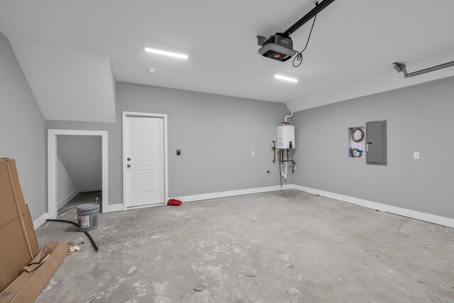 1617 Adams St, Chattanooga, TN 37408 - garage featuring baseboards, a garage door opener, tankless water heater, and electric panel