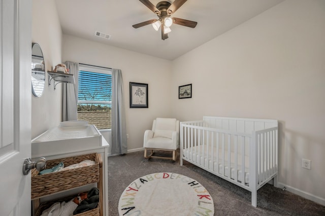 162 Jackson Alan Dr, Murfreesboro, TN 37130 - carpeted bedroom featuring a crib and a ceiling fan