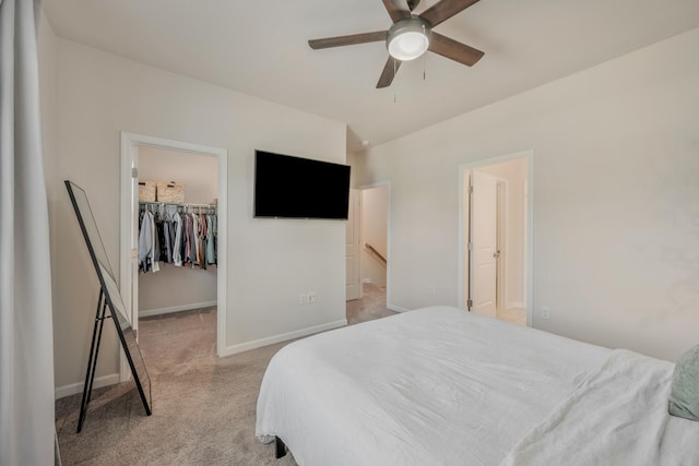 162 Jackson Alan Dr, Murfreesboro, TN 37130 - bedroom with a walk in closet, light carpet, a closet, and ceiling fan