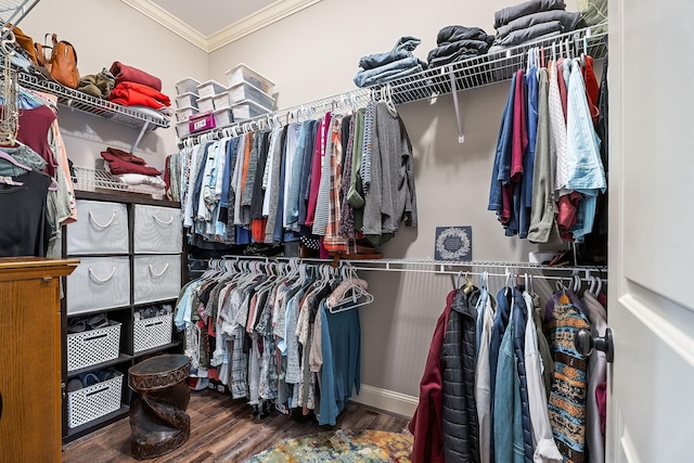 spacious closet with wood finished floors