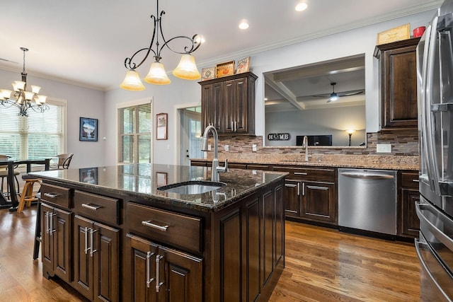 kitchen featuring tasteful backsplash, a sink, and appliances with stainless steel finishes