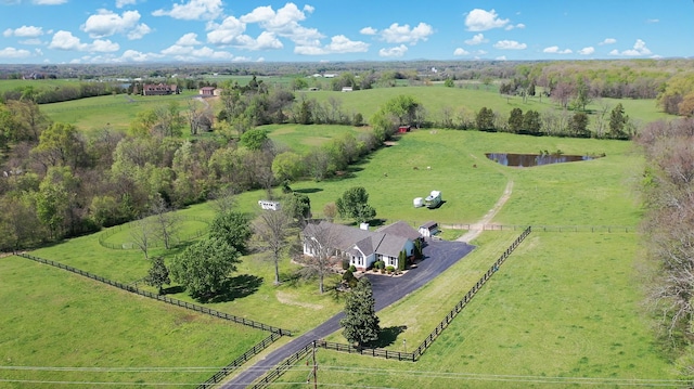 drone / aerial view with a rural view