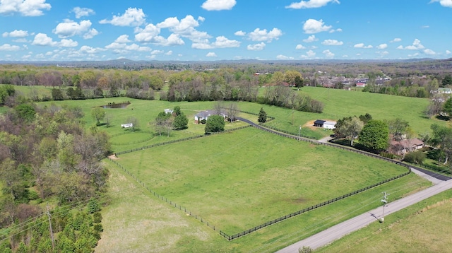 birds eye view of property with a rural view