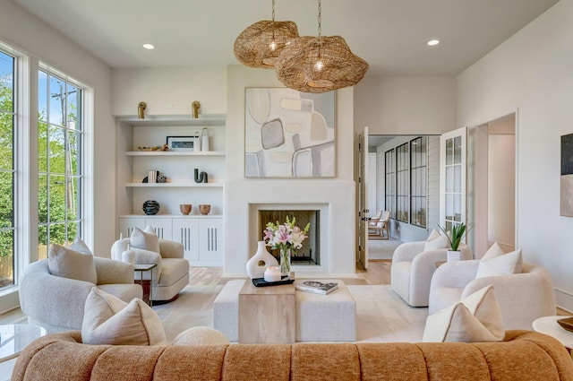128 Alton Rd, Nashville, TN 37205 - living room with recessed lighting, built in features, and wood finished floors