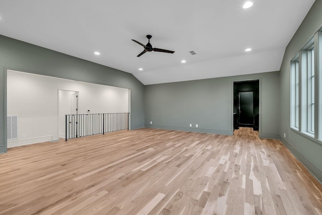 128 Alton Rd, Nashville, TN 37205 - spare room with visible vents, a ceiling fan, light wood-style floors, and lofted ceiling