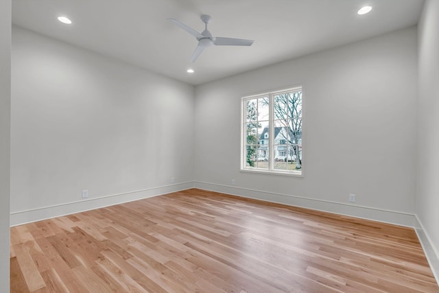 128 Alton Rd, Nashville, TN 37205 - empty room featuring light wood-style flooring, baseboards, a ceiling fan, and recessed lighting