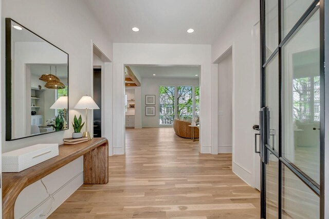 128 Alton Rd, Nashville, TN 37205 - hall featuring light wood finished floors and recessed lighting